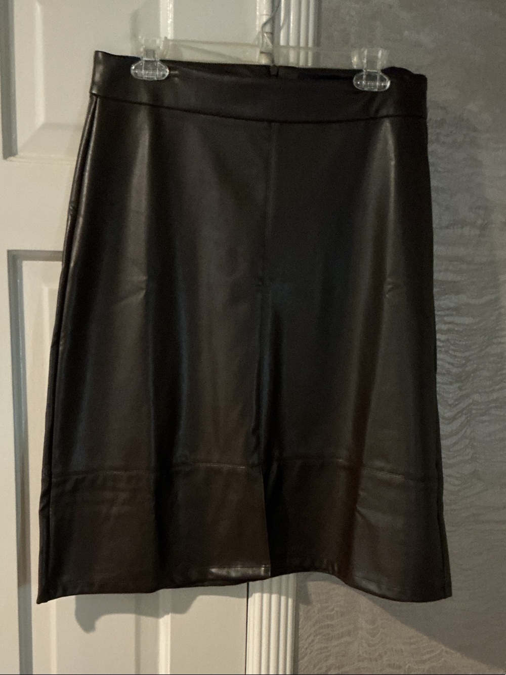 NYDJ SculptHer Dark Brown Faux Leather Skirt